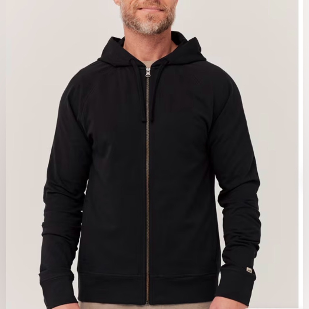 Pact Black Men's Stretch French Terry Zip Hoodie NWOT Size M
